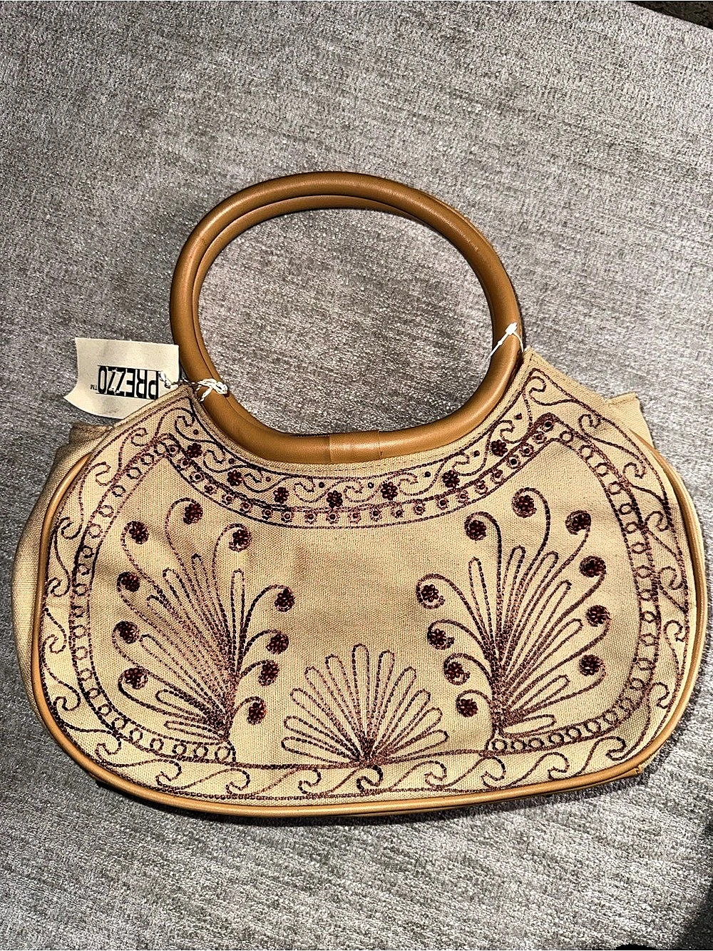 NWT Vintage Prezzo Y2K Beaded Embroidered Canvas Handbag Purse